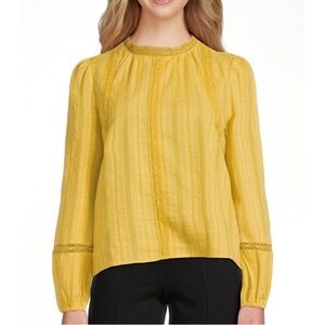 Lace Puff Sleeve Top for Women Time and Tru S 4 6 Marigold Golden Torch Romantic